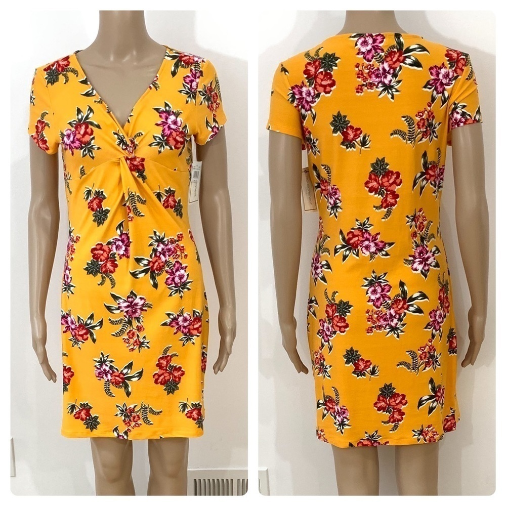 New Womens Twist Front Floral Summer Dress Large